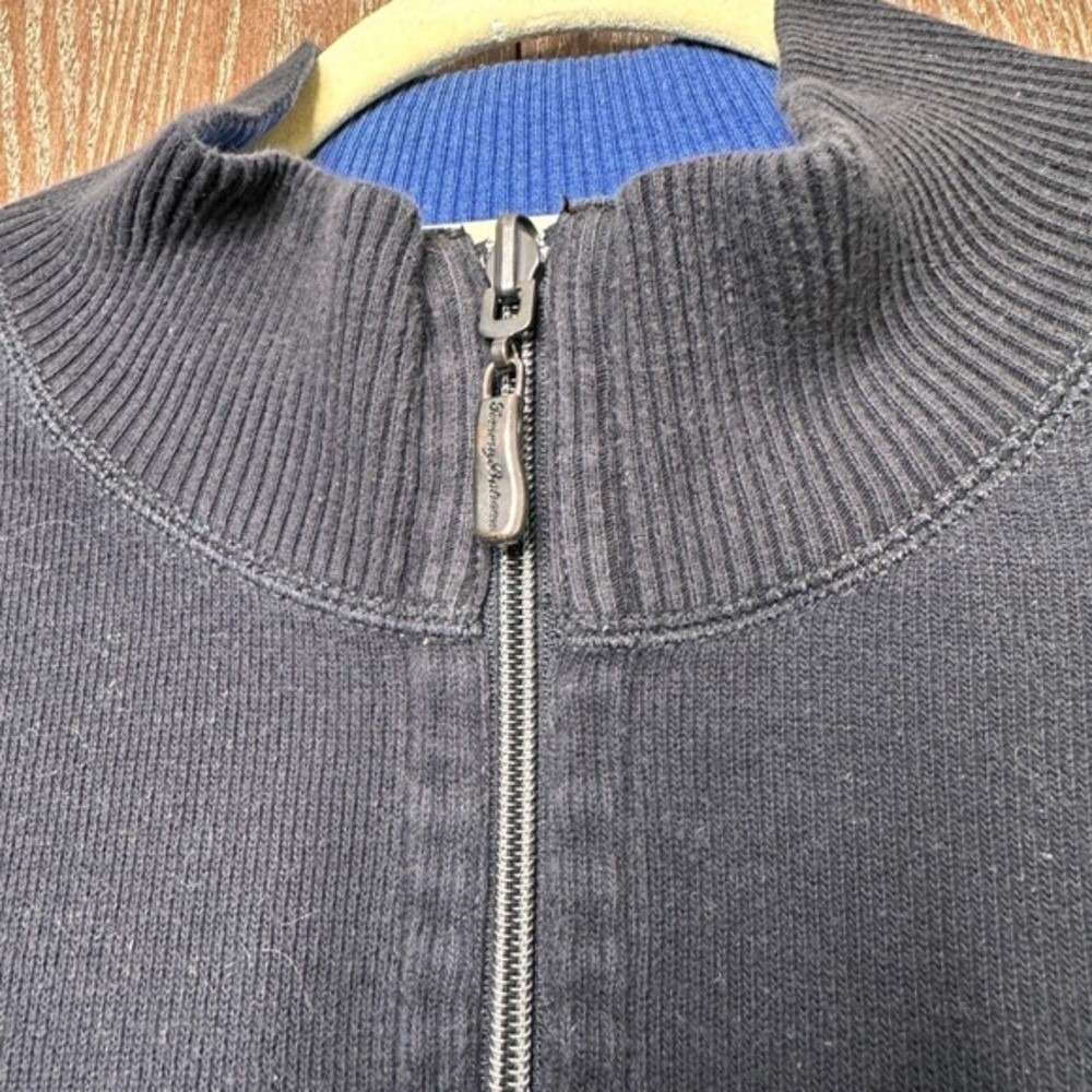 Tommy Bahama Reversible Quarter Zip Pullover Sweater Black Blue Marlin Mens - Picture 5 of 11
